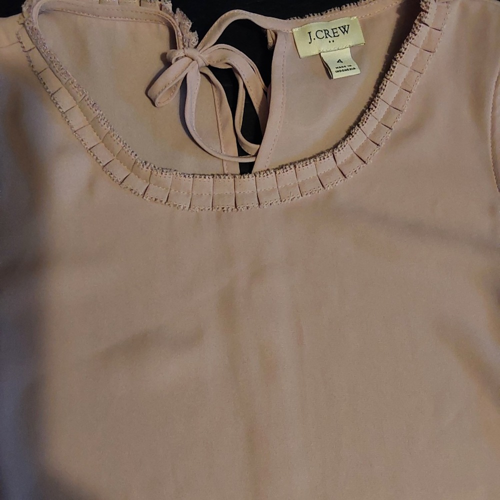 J Crew Sleeveless Women's Blouse Shirt Sz 4 Lavender Polyester Back Tie Pullover